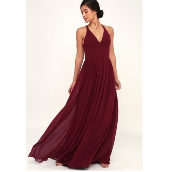 Lulus love spell lace‎ back maxi dress size XL maroon party wedding bridesmaids - Picture 13 of 17